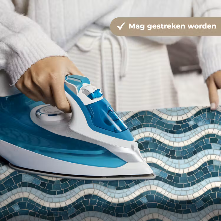 Wandkleed - Blauw - Wit - Mozaïek - Golvend — 6