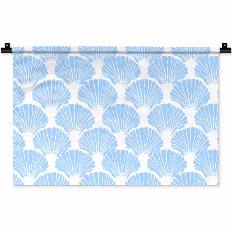 Wandkleed - Blauw - Wit - Schelpen - Grafisch - Structuur — 1