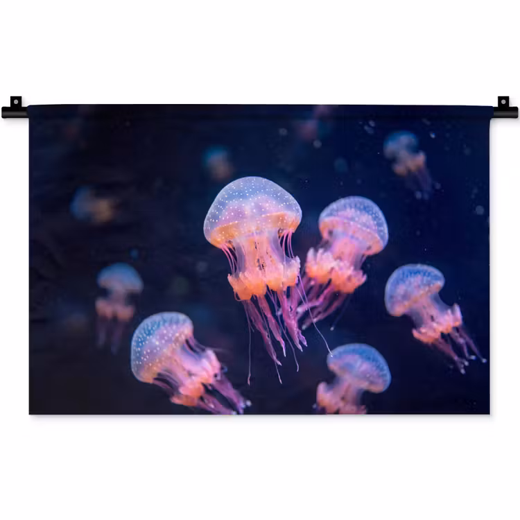 Wandkleed - Dier - Onderwater - Natuur - Roze - Mysterieus — 1