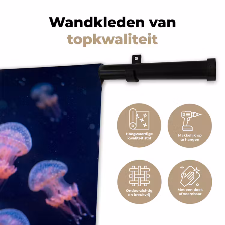 Wandkleed - Dier - Onderwater - Natuur - Roze - Mysterieus — 3