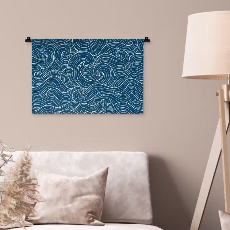 Wandkleed - Golven - Spiraal - Water - Abstract - Blauw — 2
