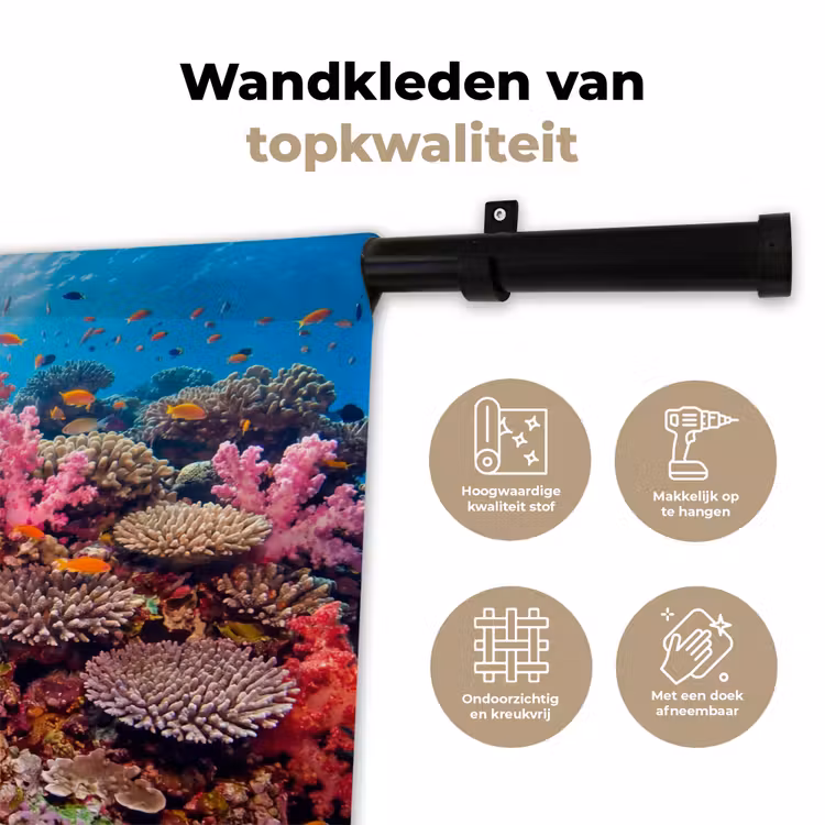 Wandkleed - Koraalrif - Vissen - Onderwater - Tropisch - Rood — 3