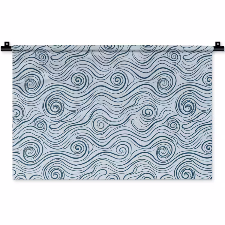 Wandkleed - Patroon - Golven - Abstract - Modern - Blauw — 1