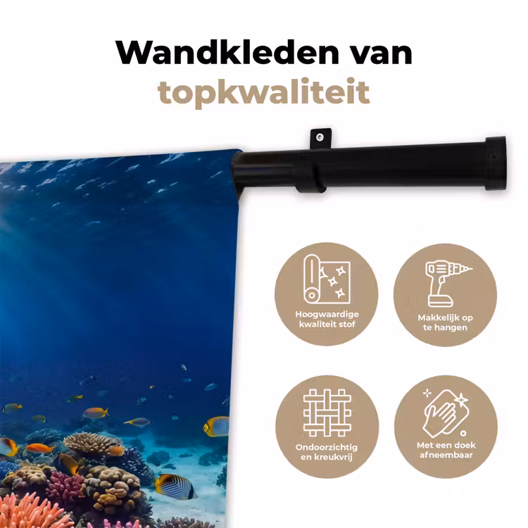 Wandkleed - Schildpad - Koraalrif - Oceaan - Dieren - Blauw — 3