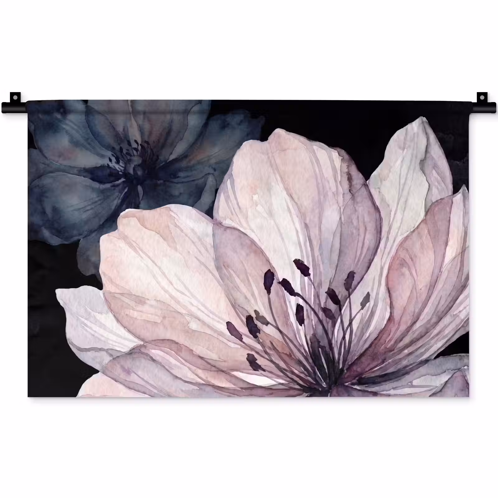 Wandkleed - Bloemen - Aquarel - Modern - Roze - Donker — 1