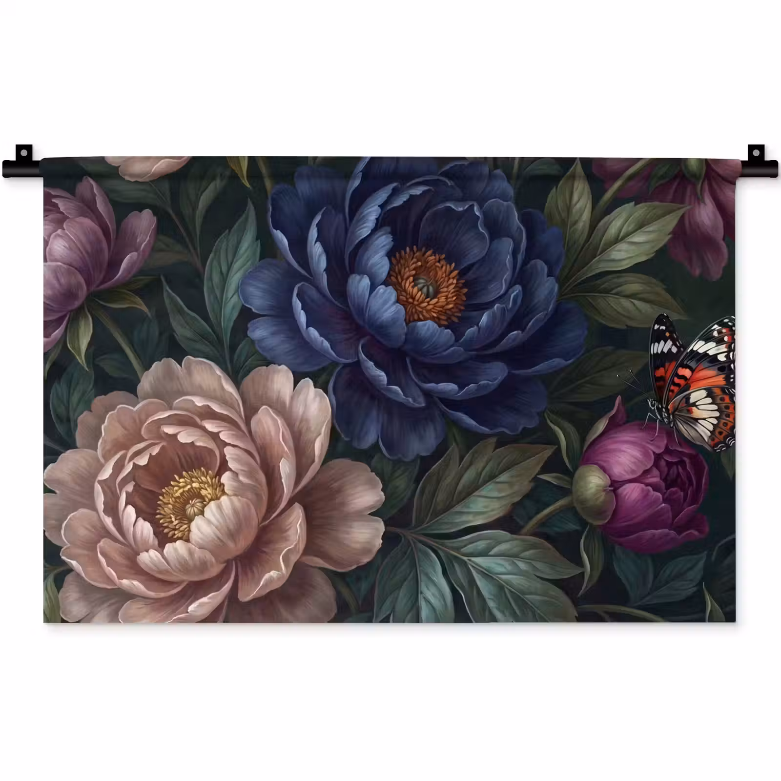 Wandkleed - Bloemen - Vlinder - Natuur - Modern - Paars — 1