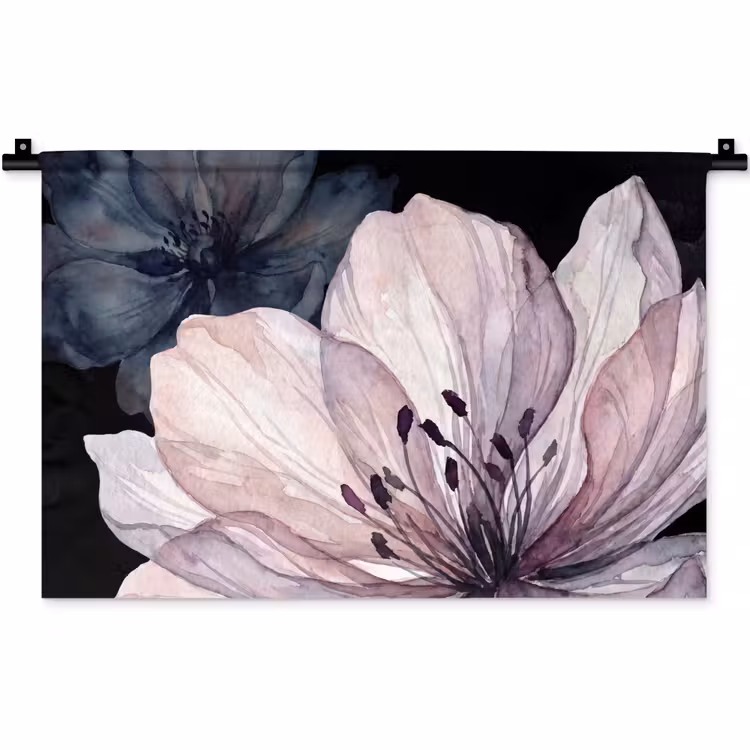 Wandkleed - Bloemen - Aquarel - Modern - Roze - Donker — 1