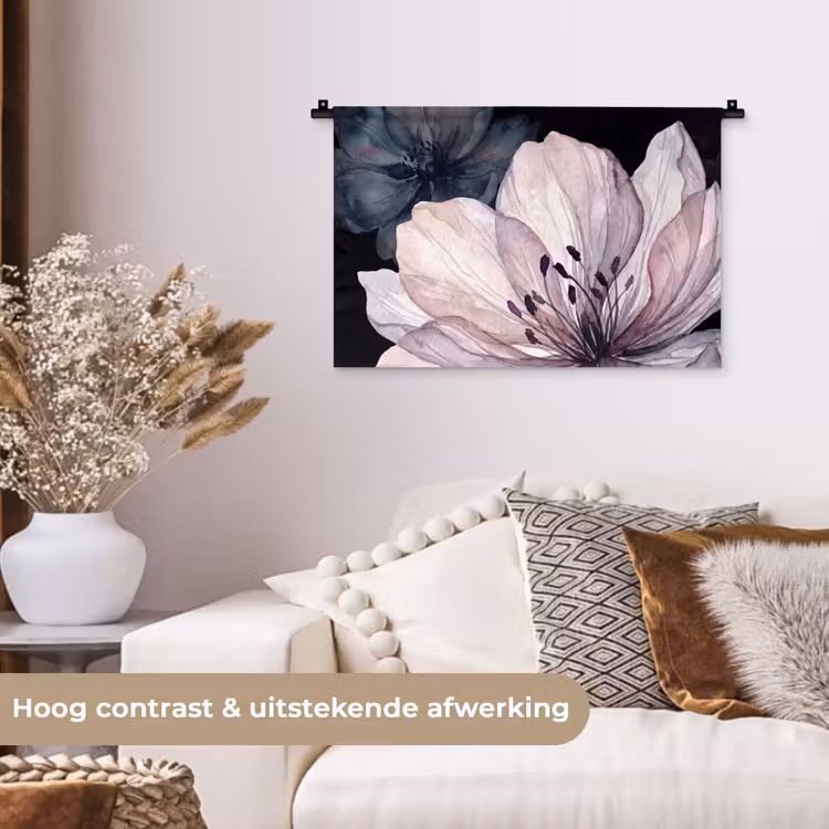 Wandkleed - Bloemen - Aquarel - Modern - Roze - Donker — 4