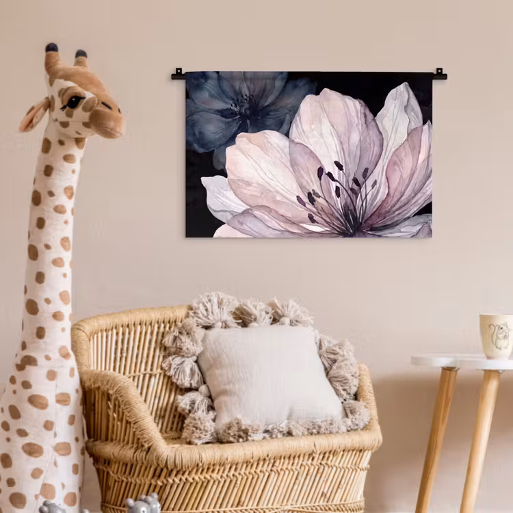 Wandkleed - Bloemen - Aquarel - Modern - Roze - Donker — 5