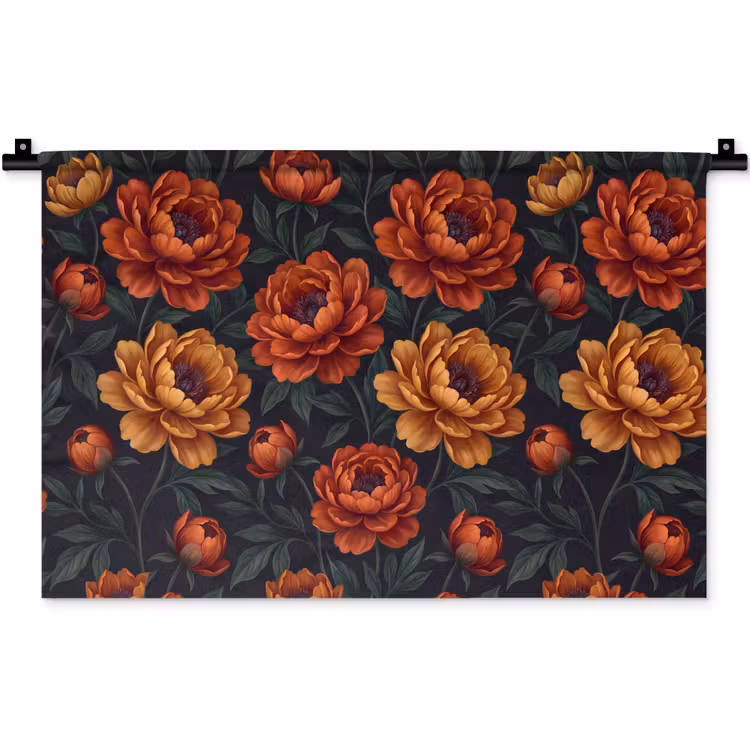 Wandkleed - Bloemen - Bladeren - Natuur - Modern - Oranje — 1