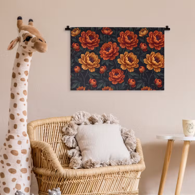 Wandkleed - Bloemen - Bladeren - Natuur - Modern - Oranje — 5