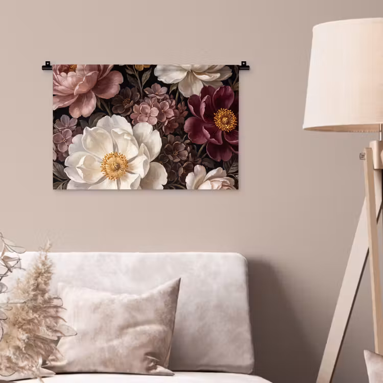 Wandkleed - Bloemen - Boeket - Klassiek - Donker - Rood — 2