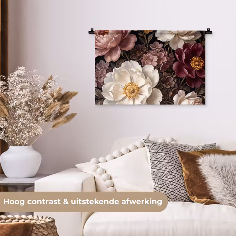 Wandkleed - Bloemen - Boeket - Klassiek - Donker - Rood — 4