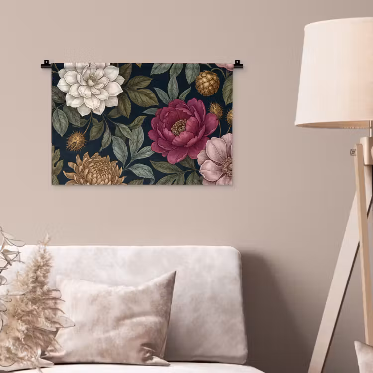 Wandkleed - Bloemen - Botanisch - Illustratie - Donker - Vintage — 2