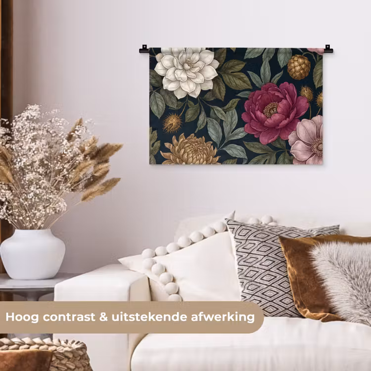 Wandkleed - Bloemen - Botanisch - Illustratie - Donker - Vintage — 4