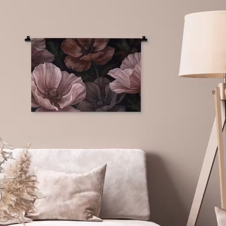 Wandkleed - Bloemen - Natuur - Roze - Donker - Modern — 2