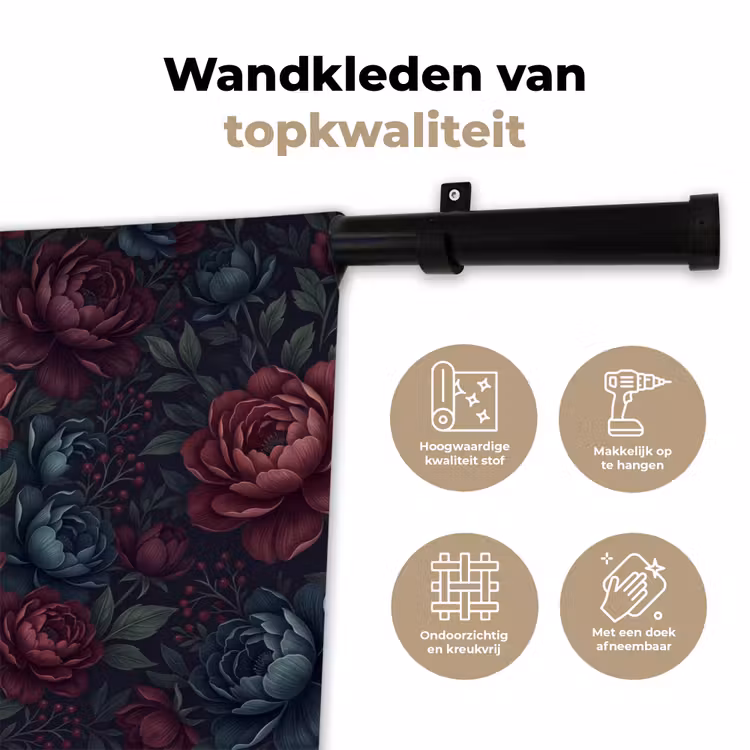 Wandkleed - Bloemen - Patroon - Natuur - Klassiek - Donker — 3
