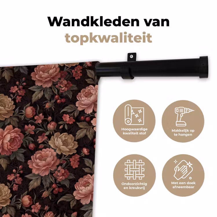 Wandkleed - Bloemen - Patroon - Natuur - Vintage - Roze — 3