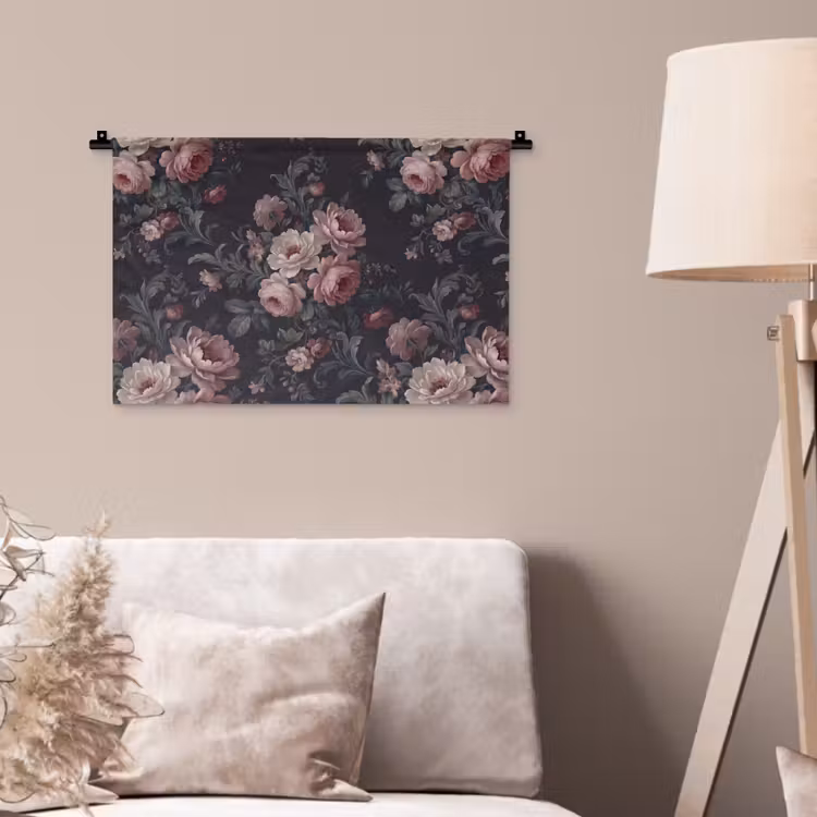 Wandkleed - Bloemen - Patroon - Sierlijk - Roze - Donker — 2