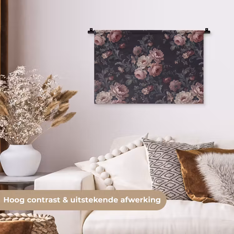 Wandkleed - Bloemen - Patroon - Sierlijk - Roze - Donker — 4