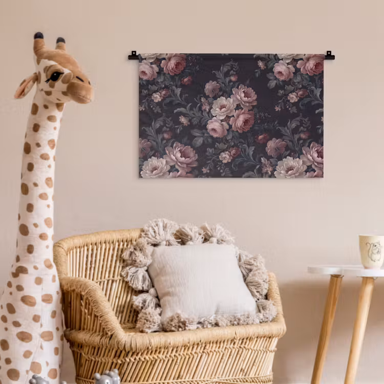 Wandkleed - Bloemen - Patroon - Sierlijk - Roze - Donker — 5