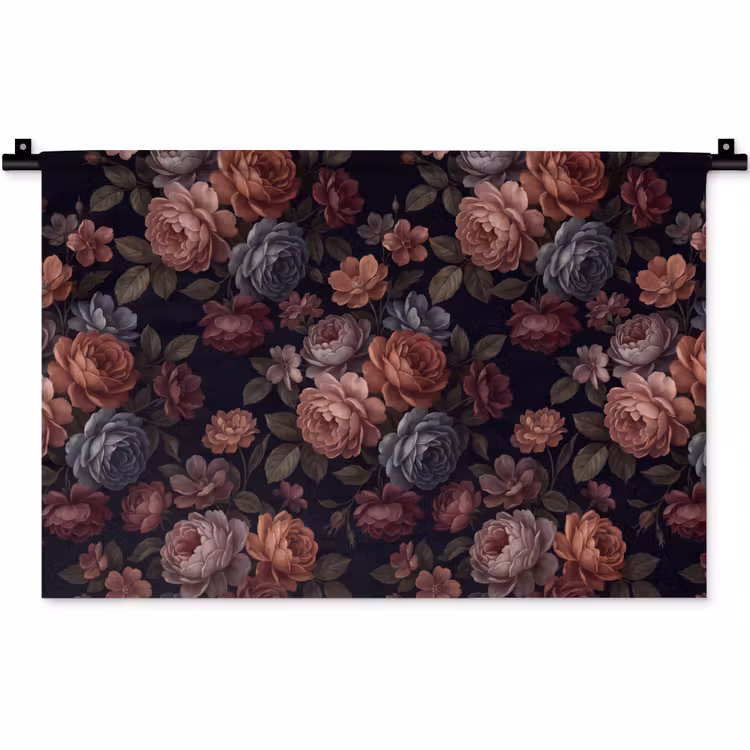 Wandkleed - Bloemen - Patroon - Vintage - Donker - Roze — 1