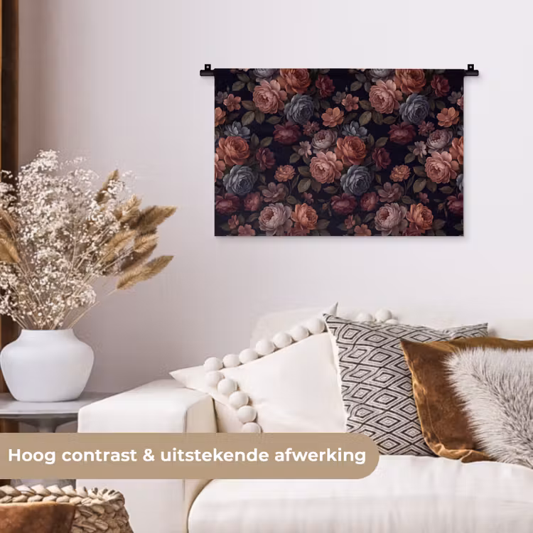 Wandkleed - Bloemen - Patroon - Vintage - Donker - Roze — 4