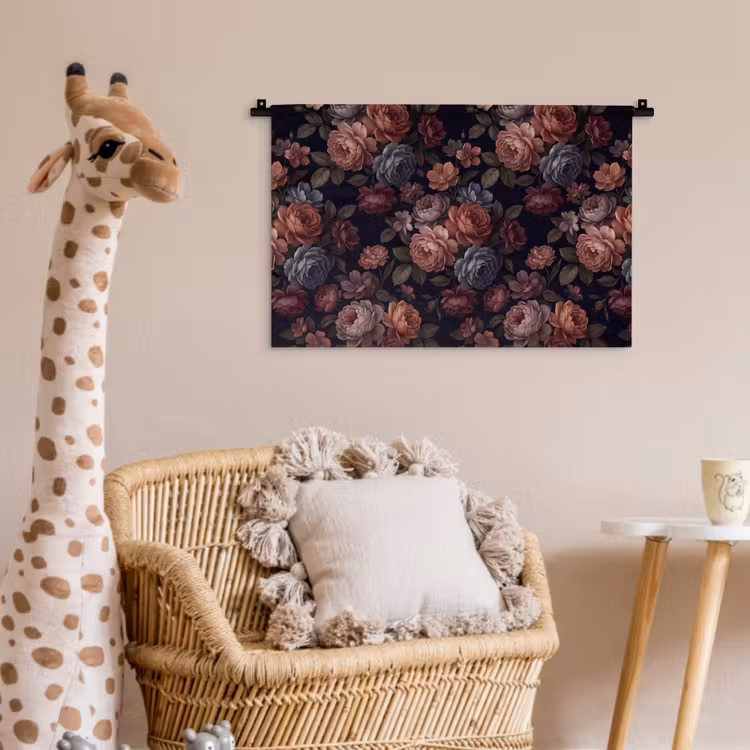 Wandkleed - Bloemen - Patroon - Vintage - Donker - Roze — 5