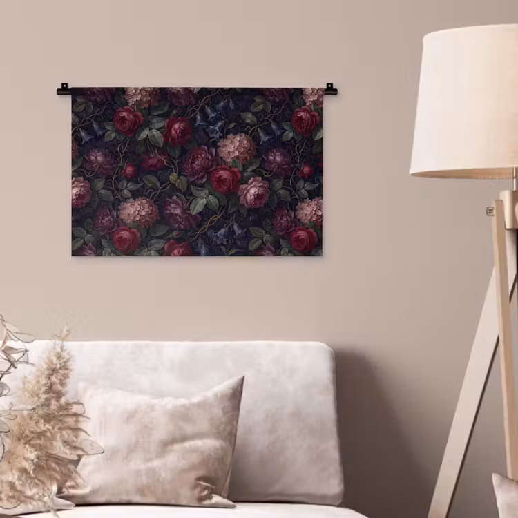 Wandkleed - Bloemen - Rood - Klassiek - Donker - Patroon — 2