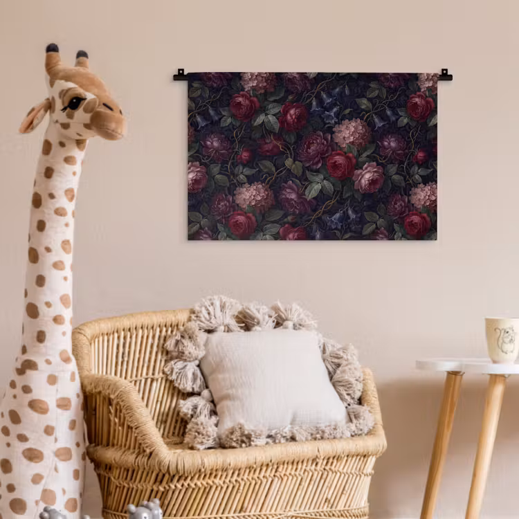 Wandkleed - Bloemen - Rood - Klassiek - Donker - Patroon — 5