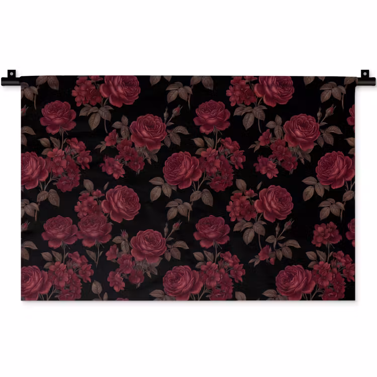 Wandkleed - Bloemen - Roos - Patroon - Klassiek - Rood — 1