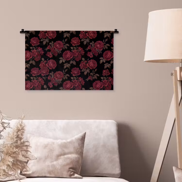 Wandkleed - Bloemen - Roos - Patroon - Klassiek - Rood — 2