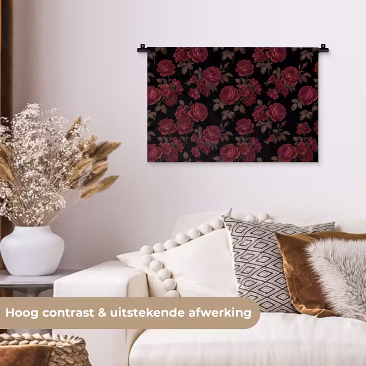 Wandkleed - Bloemen - Roos - Patroon - Klassiek - Rood — 4