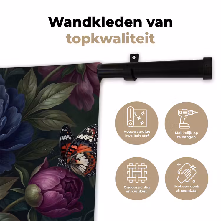 Wandkleed - Bloemen - Vlinder - Natuur - Modern - Paars — 3