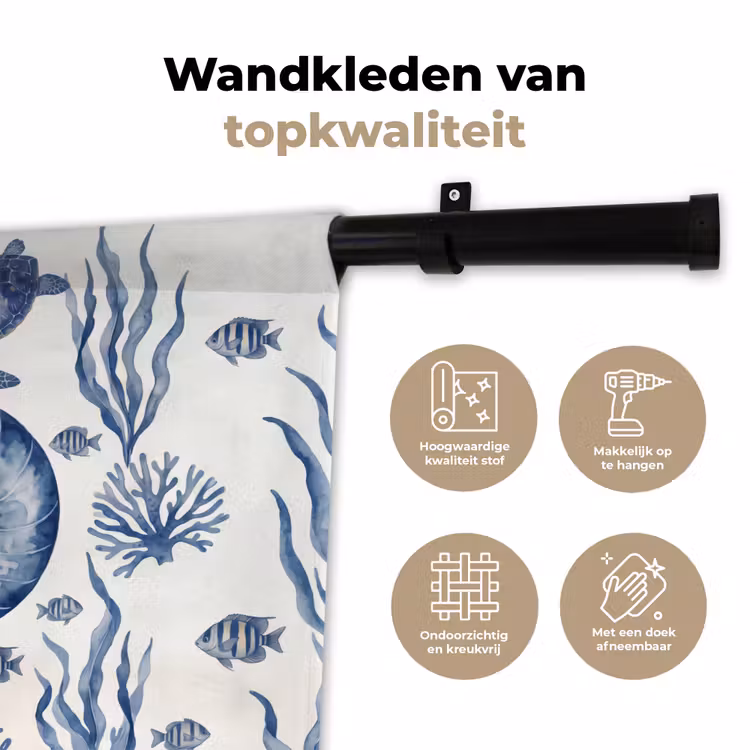 Wandkleed - Schelp - Spiraal - Zeeleven - Aquarel - Blauw — 3