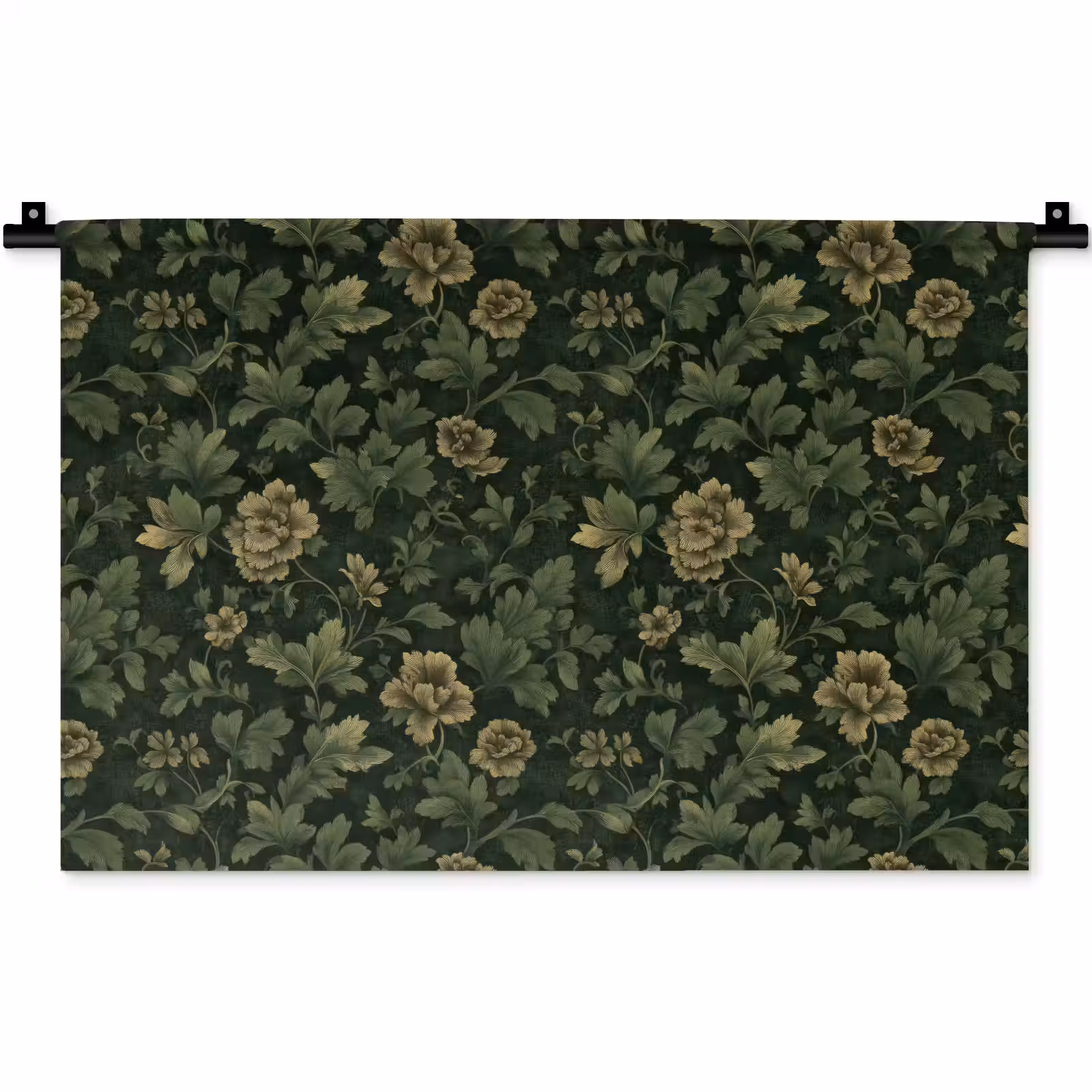Wandkleed - Donker - Groen - Goud - Botanisch — 1