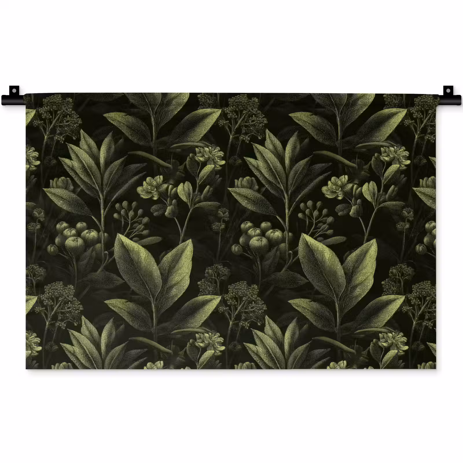 Wandkleed - Klassiek - Donker - Botanisch - Planten — 1