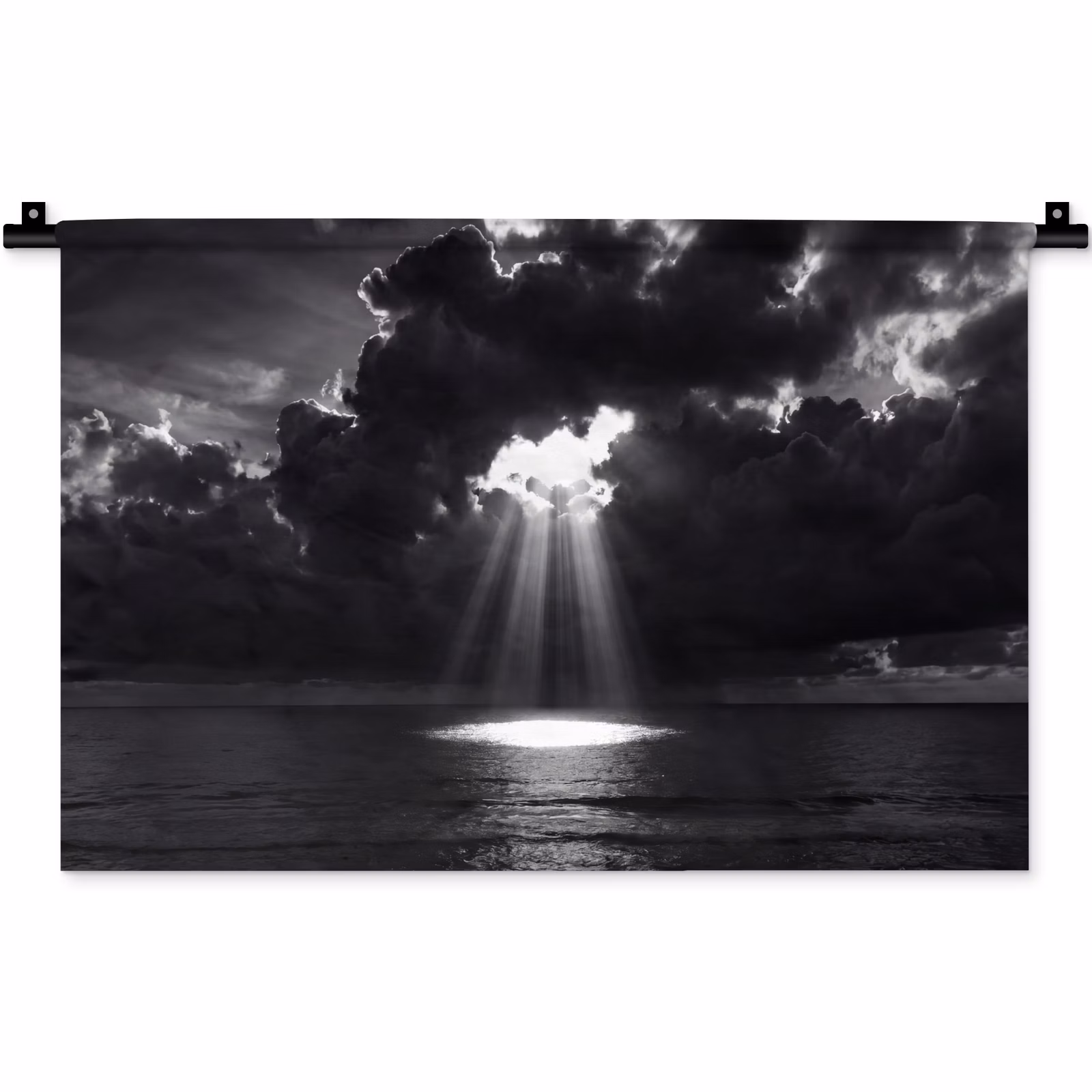 Wandkleed - Licht - Wolken - Zee - Zwart-wit - Natuur — 1
