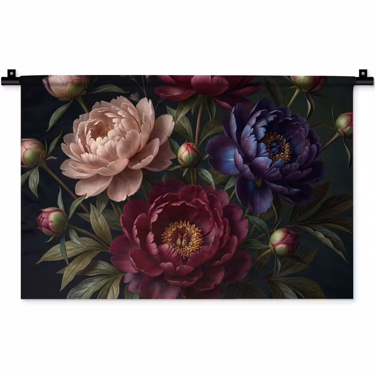 Wandkleed - Bloemen - Boeket - Natuur - Modern - Donker — 1
