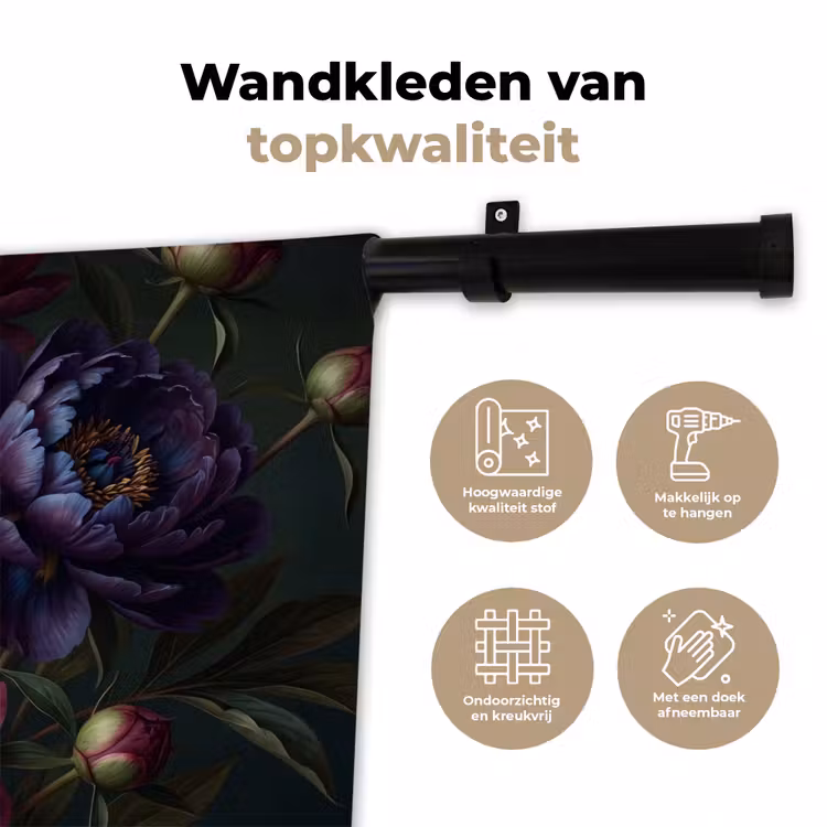 Wandkleed - Bloemen - Boeket - Natuur - Modern - Donker — 3