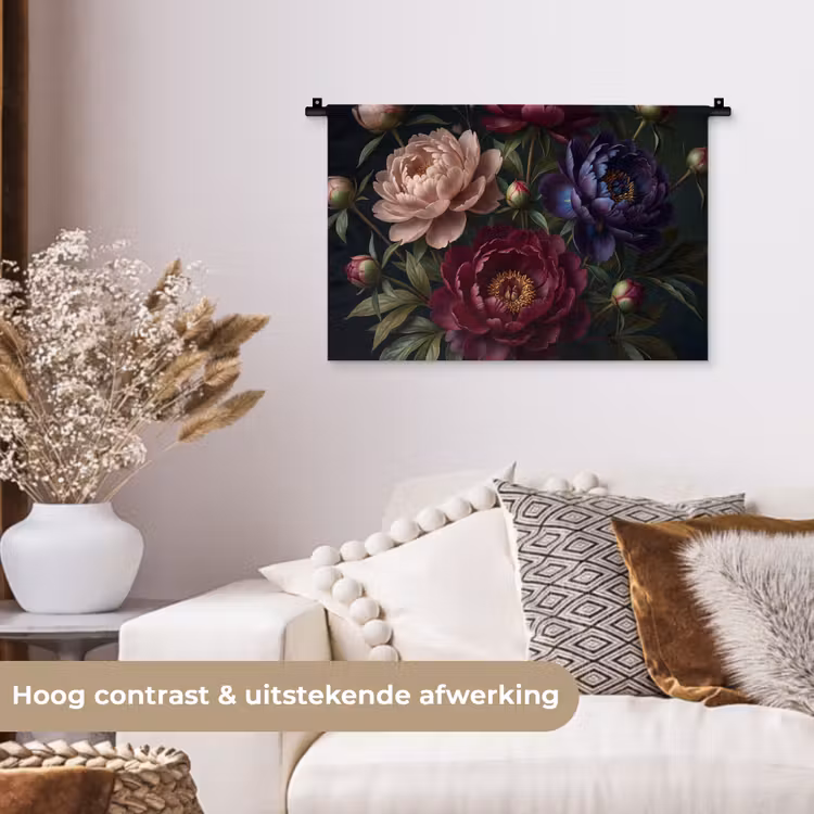 Wandkleed - Bloemen - Boeket - Natuur - Modern - Donker — 4