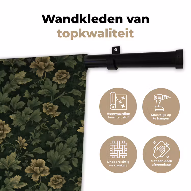 Wandkleed - Donker - Groen - Goud - Botanisch — 3