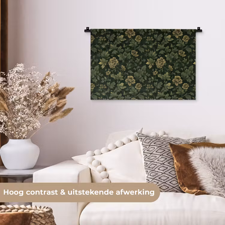 Wandkleed - Donker - Groen - Goud - Botanisch — 4