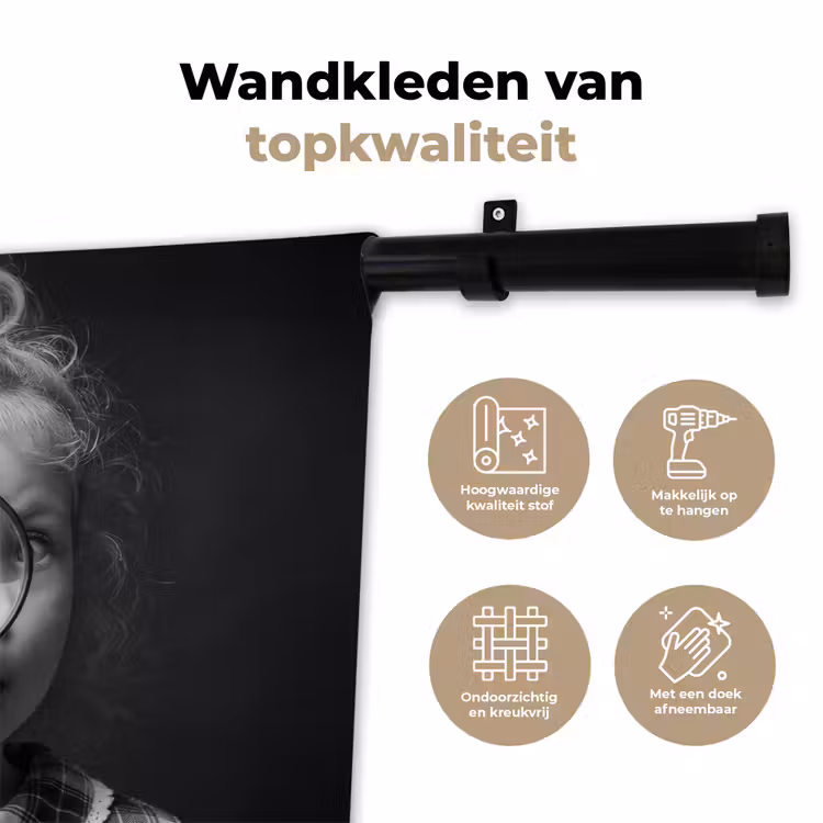 Wandkleed - Kind - Vergrootglas - Portret - Zwart-wit — 3