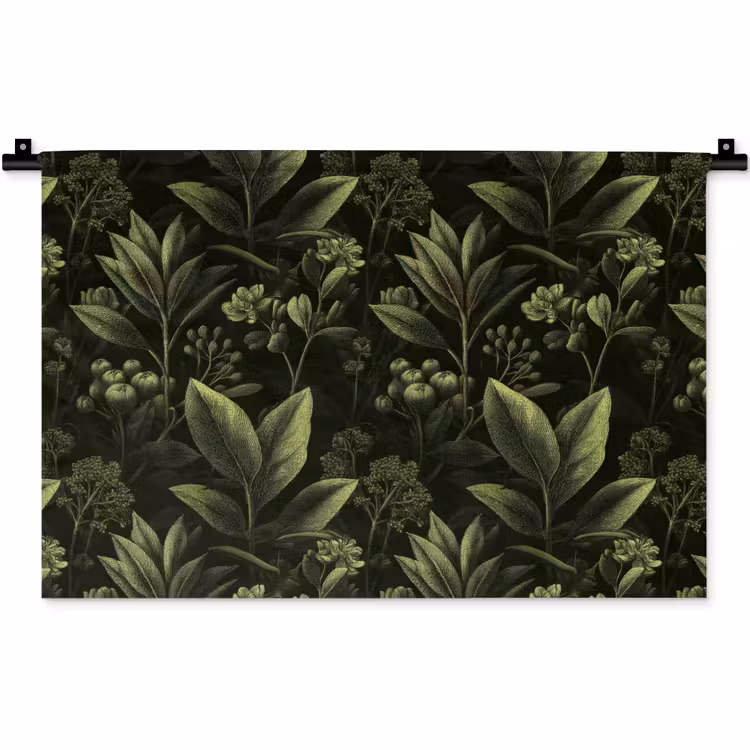 Wandkleed - Klassiek - Donker - Botanisch - Planten — 1