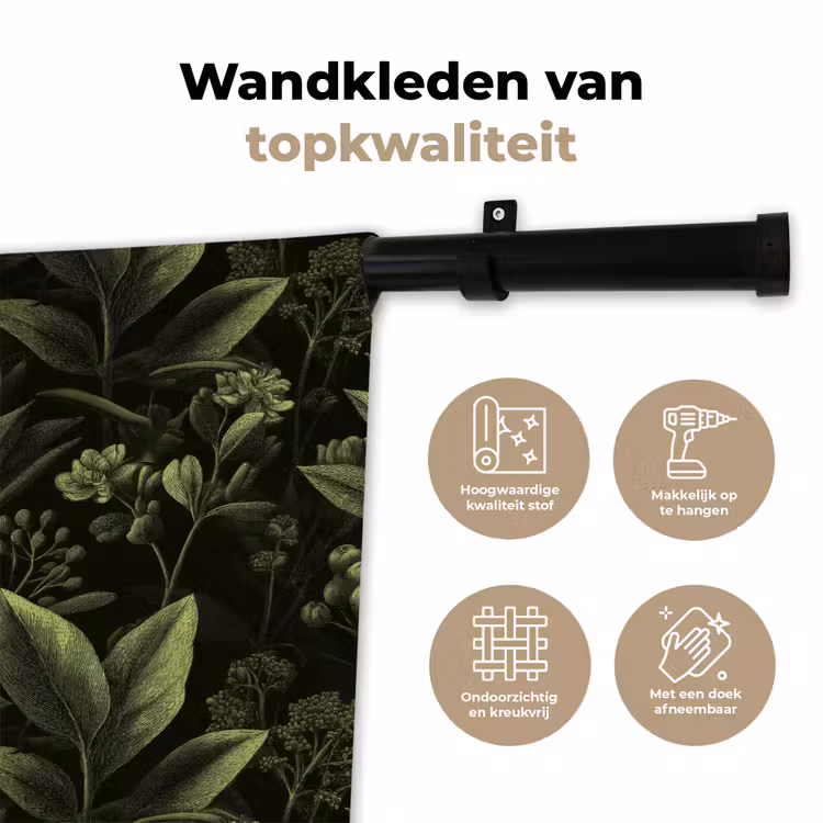 Wandkleed - Klassiek - Donker - Botanisch - Planten — 3