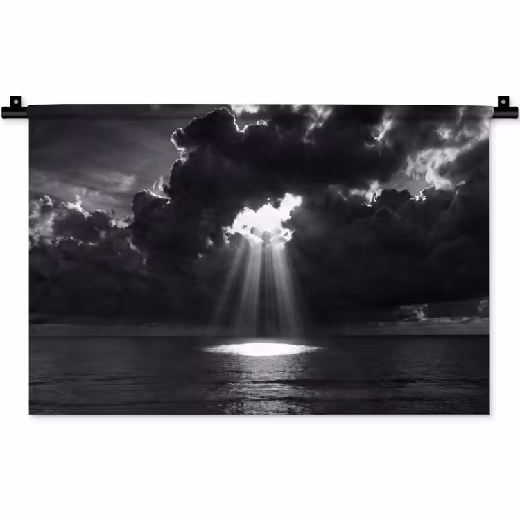 Wandkleed - Licht - Wolken - Zee - Zwart-wit - Natuur — 1