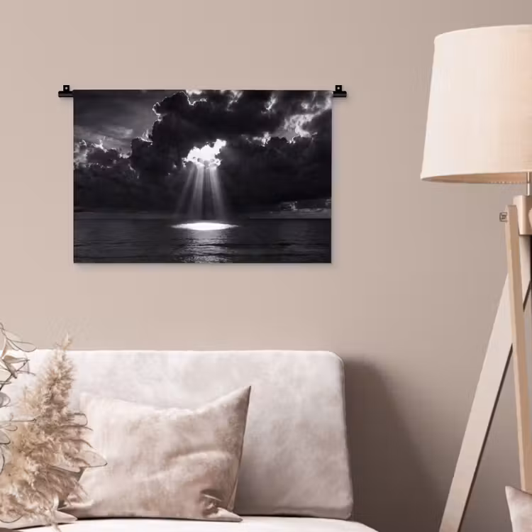 Wandkleed - Licht - Wolken - Zee - Zwart-wit - Natuur — 2