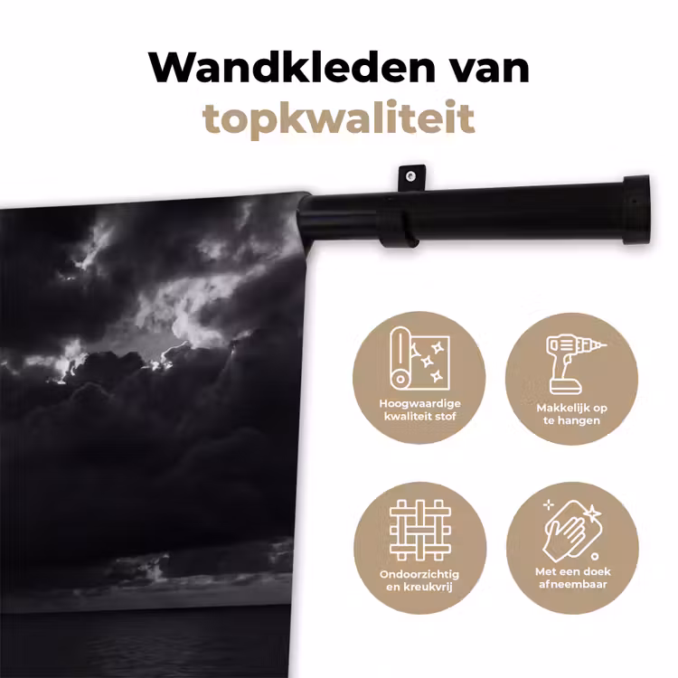 Wandkleed - Licht - Wolken - Zee - Zwart-wit - Natuur — 3