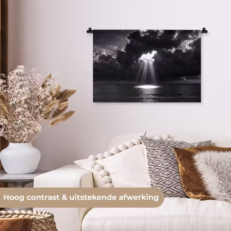 Wandkleed - Licht - Wolken - Zee - Zwart-wit - Natuur — 4